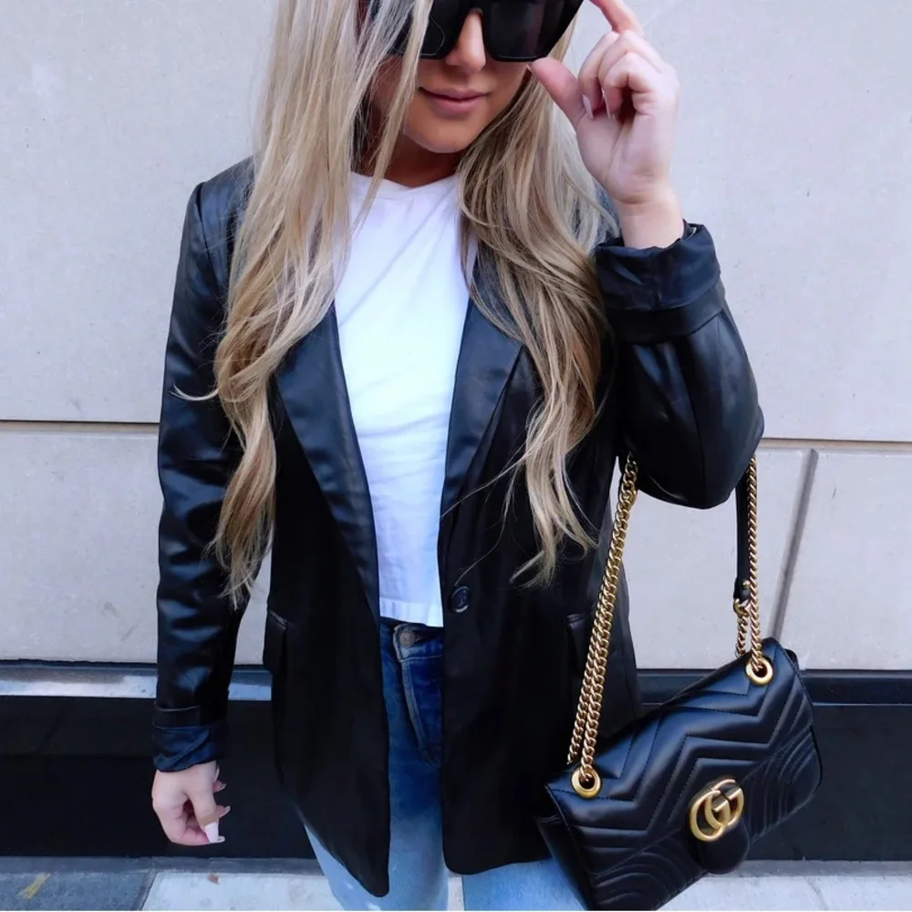 Faux Leather Blazer